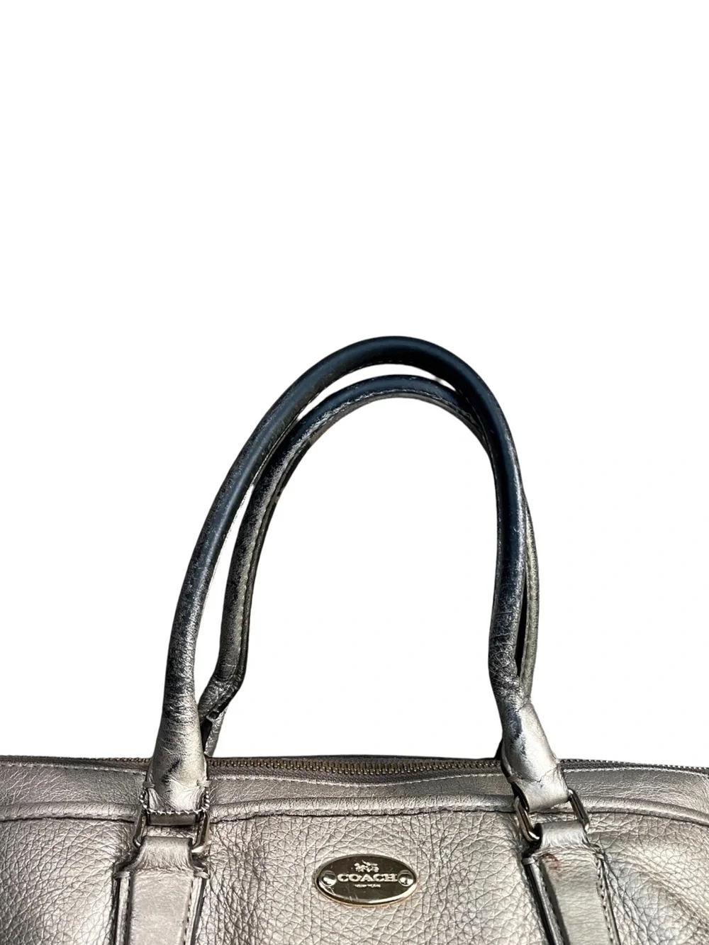 Coach Morgan Satchel Crossbody Bag in Soft Gold Pebbled Leather - Picture 10 of 14